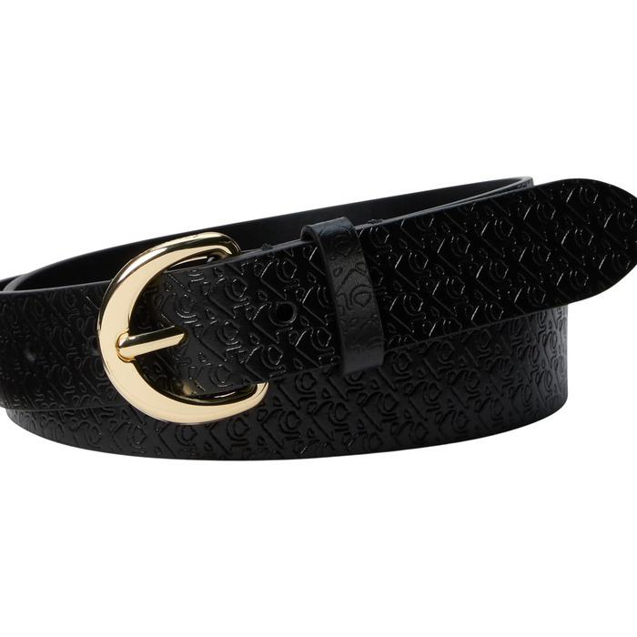 Ремінь Calvin Klein Classic Buckle Aop 30мм LV04K7019G, чорний (Чорний/CK Light Gold), 105 см