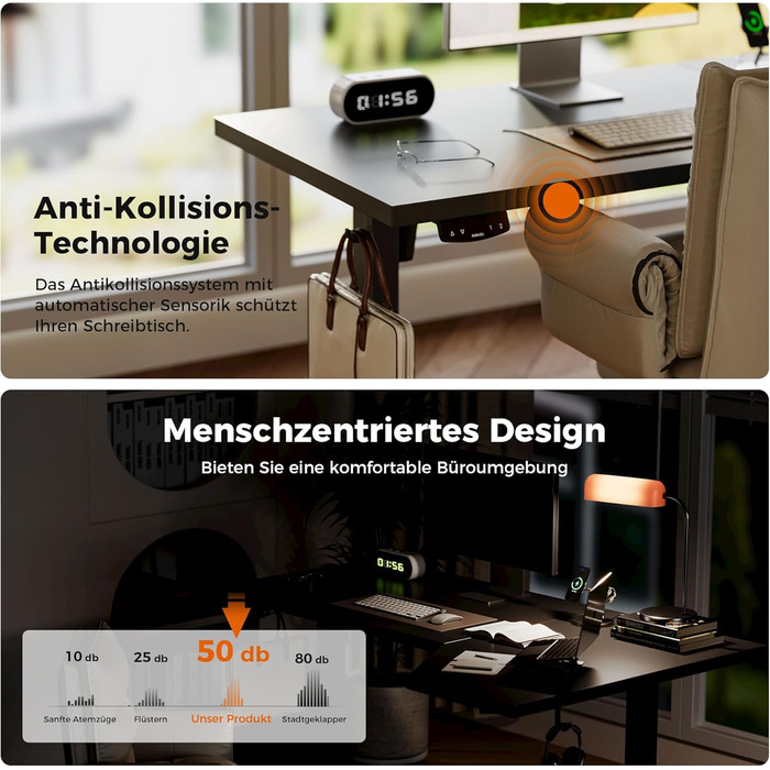 Електричний столик Agilestic L-подібної форми 150 см, регульований по висоті, для дому та офісу, ергономічний комп'ютерний стіл зі з'єднувальною панеллю, чорний, 150 x 90 см