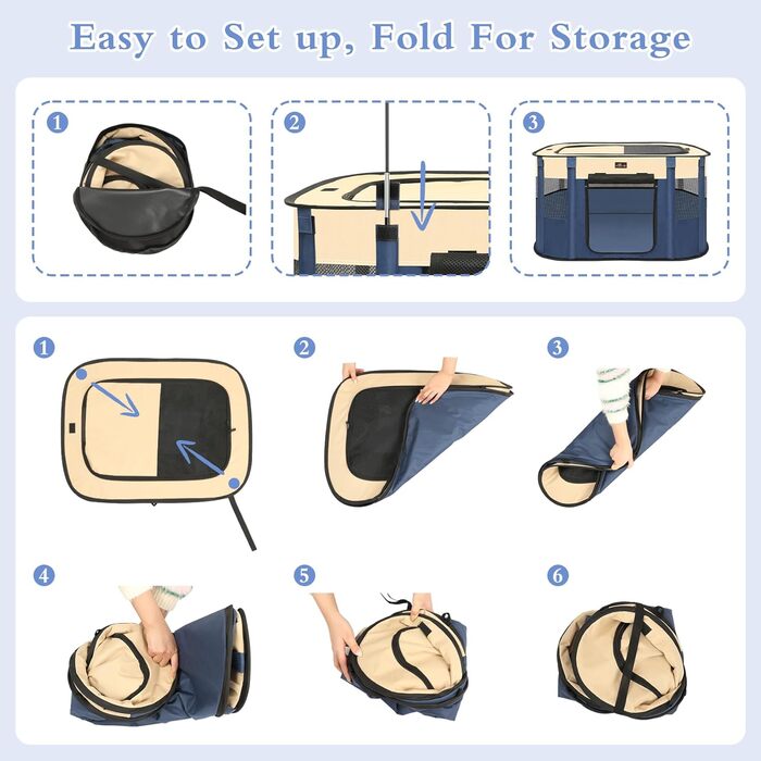 Клітка-загон для собак Aivituvin, переносний загон для котів та інших тварин, розкладний вольєр для собак, намет-коробка з сумкою для транспортування, для дому та вулиці, для маленьких тварин, розмір M (блакитний)
