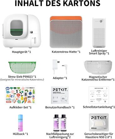 PETKIT Pura Max 2 - автоматичний самоочисний лоток для котів, 76л, з функцією контролю через додаток, для кількох котів, з дезодорантом