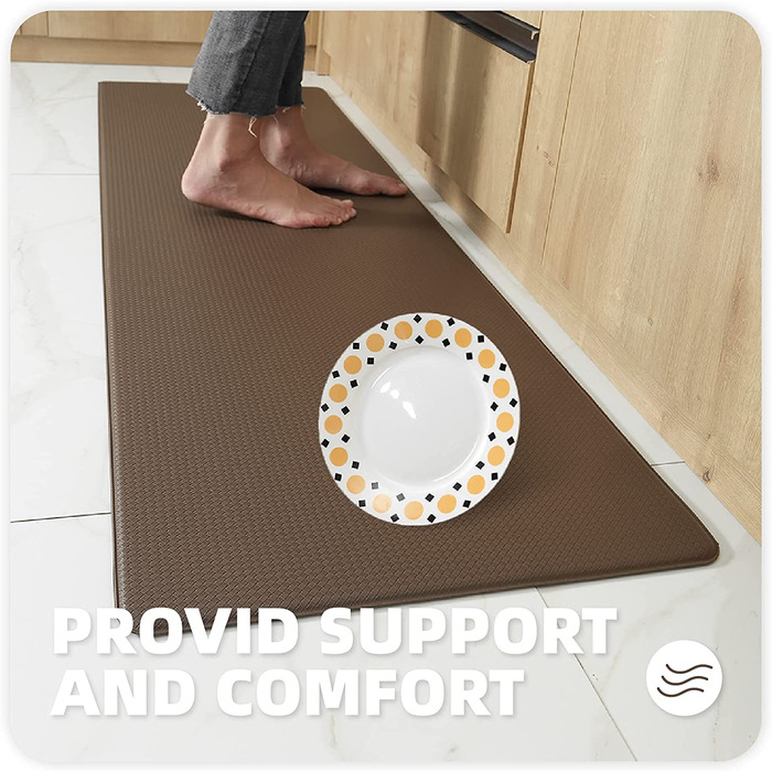 Color G Kitchen Runners, 2 Pieces, Washable Non-Slip Kitchen Rug, Kitchen Mat with Oil-Proof and Waterproof, Rubber Backed Kitchen Mat for Dining Room, Kitchen, Runner Hallway (44x75CM + 44x150CM, Brown)