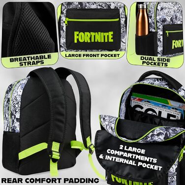 Рюкзак Fortnite для дітей та підлітків: чорний, для школи, спорту та відпочинку. Ідеальний подарунок!