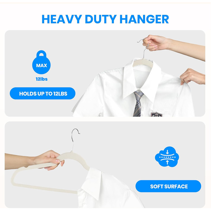 Клеiderbügel YSSOA: 50 шт. вешалок для одягу з антиковзаючою поверхнею, 360° обертання, білі, для шафи, економія місця