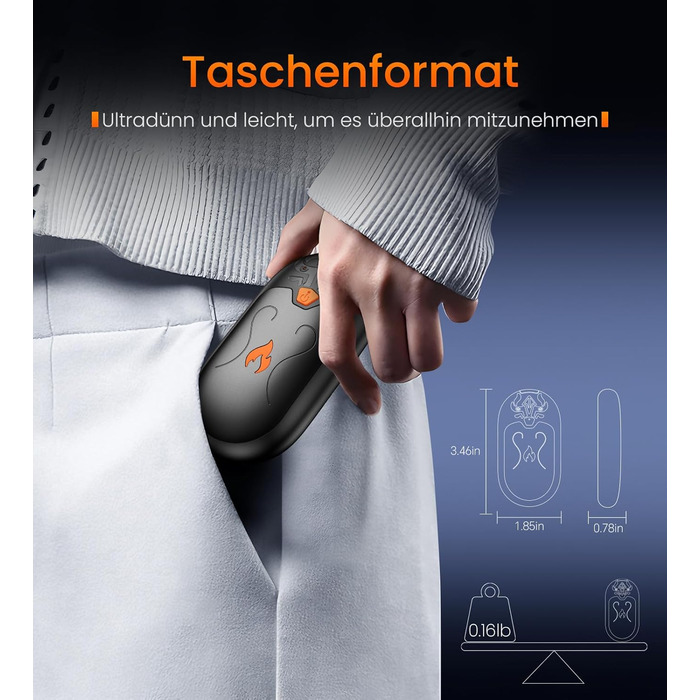 Електричні грілки для рук 2 шт. з підзарядкою, 24 години тепла, 3 режими нагріву, для жінок, чоловіків, пацієнтів з синдромом Рейно, чорний