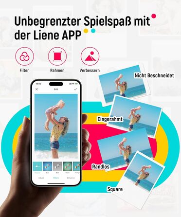 Портативний фотодрук Liene Pearl K100 з 50 аркушами Zink паперу, Bluetooth 5.0, для iOS & Android, рожевий