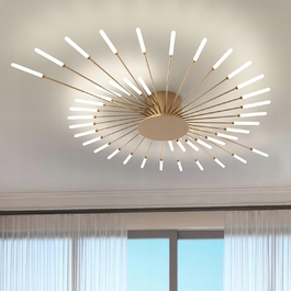 Підвісна люстра GOECO золота, сучасна LED, 128x128 см, 42 Вт, 4500 лм