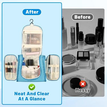 Чоловіча косметичка-органайзер для подорожей з гачком, зелена/блакитна