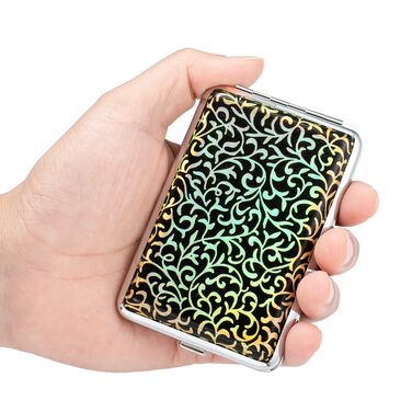 Чохол для сигарет з екошкіри для жінок та чоловіків, металевий, червоний, на 12 сигарет, slim-дизайн (золотий)