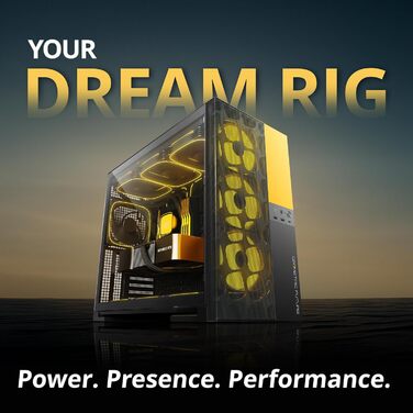 Корпус для ПК Geometric Future M5 Vent Mesh, Mid Tower, E-ATX/ATX, Чорний/Жовтий, Mesh Front Panel, Підтримка 420/360 радіатора