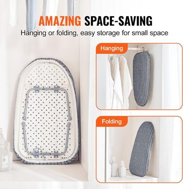 Гладильна дошка з парою VEVOR, 2 шт., з підставкою для праски, розкладний стіл, 1100 x 334 мм, 7 рівнів висоти, 20 кг, бежевий