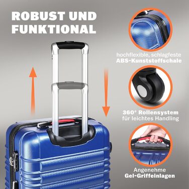 Набір валіз Monzana® 4 шт. з жорстким корпусом S-M-L-XL, ABS, Navy Blue