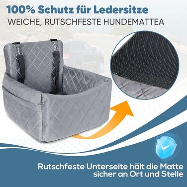 Автомобільний лежак для собак (45x40x34 см) з підсумком та ременем безпеки