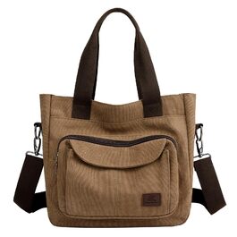 Сумка жіноча Canvas Hobo через плече, повсякденна крос-боді сумка-тоут для пляжу, багатофункціональна сумка з відділеннями, вінтажна сумка для роботи, подорожей, університету (Коричнева)