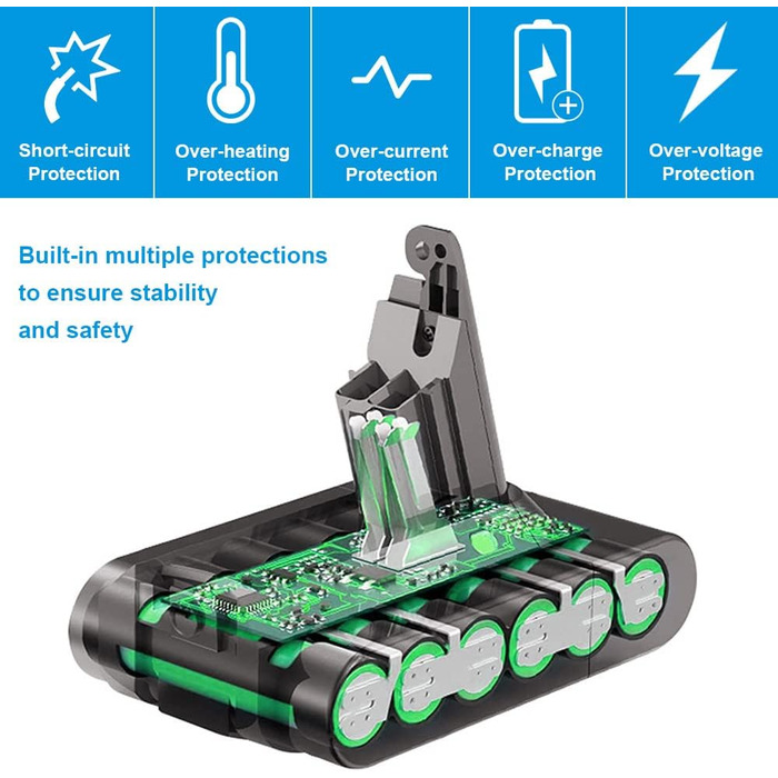 Акумулятор ARyee 4000mAh сумісний з пилососами Dyson V6, DC58, DC59, DC61, DC62, DC72, DC74, SV03, SV05, SV06, SV09