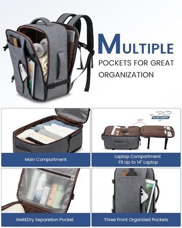 Рюкзак LOVEVOOK для ручної поклажі 45x36x20, 30L, для ноутбука 15.6