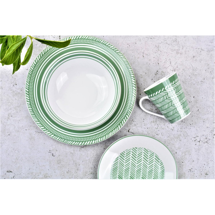 Сервіз столовий на 4 особи, 16 предметів, вінтажний дизайн, сумісний з мийною машиною та мікрохвильовою піччю