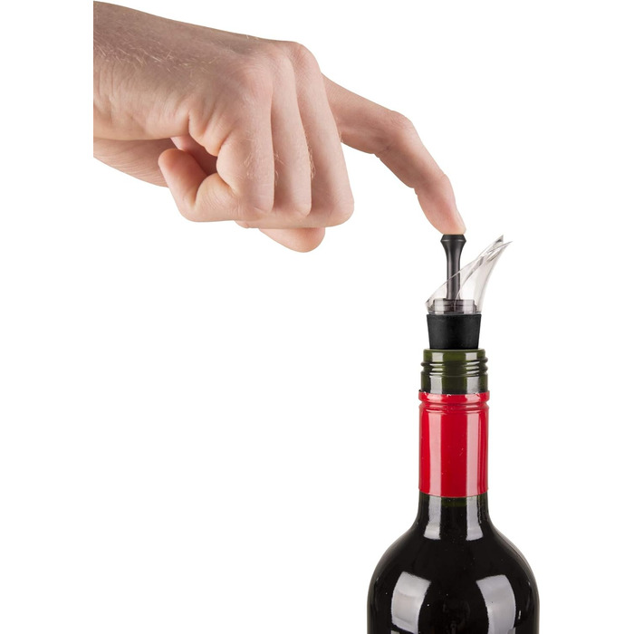 Vacu Vin Wine Pump with Spout and Stopper, Plastic, Black, 5 x 8.3 x 22 cm