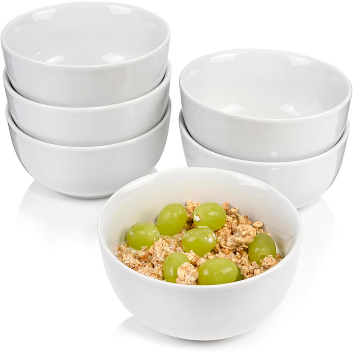 Singer | Cereal Bowls New Port, 6-piece Cereal Bowl Set made of Porcelain, Cereal, Deep Plate in White | 500 ml Cereal Bowls 6 pcs.