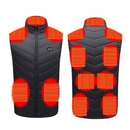 Обогрівальна жилетка для чоловіків та жінок, USB, 9 зон нагріву, жилетка з підігрівом для активного відпочинку, туризму та катання на лижах (без Powerbank), E#schwarz XXL