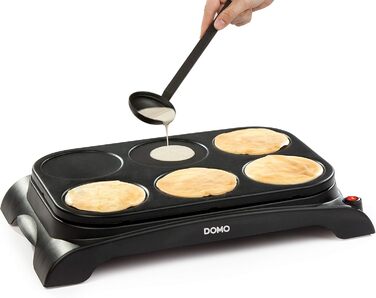 Електрична млинниця DOMO DO8709P для 6 млинців, панкейк-мейкер Family Crêpes
