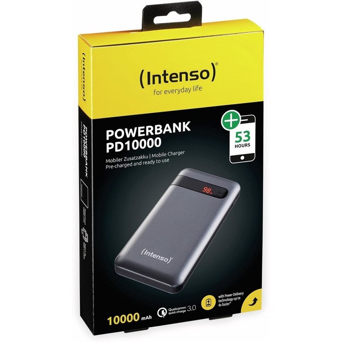 Powerbank Intenso Powerbank PD 20000 - акумулятор зовнішній, 20000mAh, Power Delivery, Quick Charge 3.0, для смартфонів, планшетів, MP3-плеєрів, цифрових камер, сірий