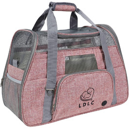 Трансформер-переноска для котів та собак з підкладкою з флісу та сіткою, велика місткість, з плечовим ременем (рожевий)