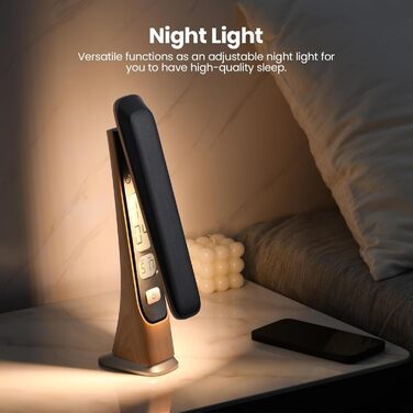 LED настільна лампа на акумуляторі, диммування, USB зарядка, годинник, сенсорне керування, портативна для дому, читання, офісу