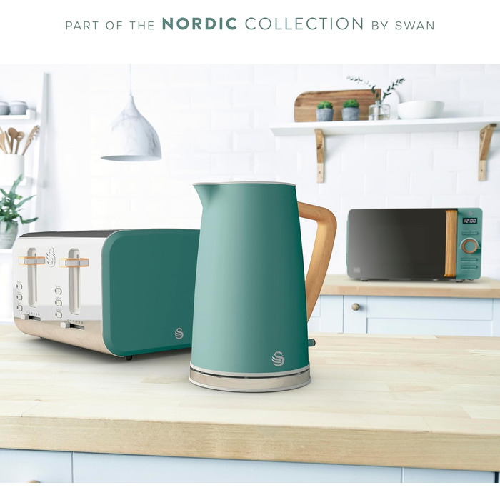 Мікрохвильова піч Swan Nordic SM22036LGREN 20 л з LED-дисплеєм, 6 режимів, зелена, 800 Вт
