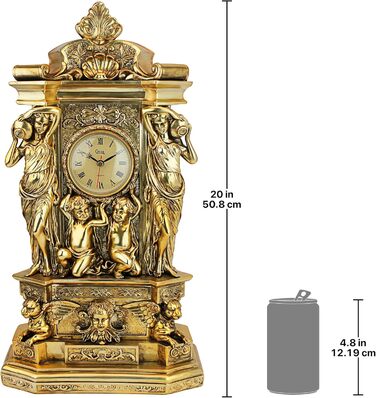Design Toscano Chateau Chambord Classic Fireplace Clock, Polyresin, Gold-Finish, 51 cm