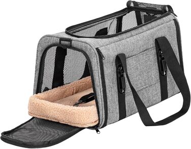Транспортна переноска для кота/собаки Petsfit - складана переноска для авто, сіра, M (45,5 x 28 x 28 см)