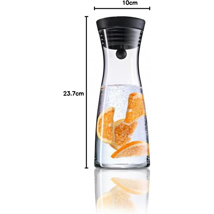 WMF Basic Glass Water Carafe 0.75 liter, Glass Carafe with Lid, Silicone Lid, CloseUp Closure