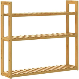 Настінна полиця Casaria з бамбука 60x54 см, 3 яруси, ванна, кухня, вітальня, дитяча, до 30 кг