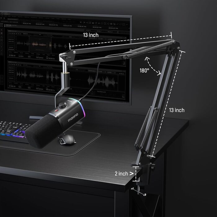 MAONO PD100XS Чорний XLR-USB Мікрофон для Стрімінгу та Запису: Динамічний мікрофон з регулюванням посилення, безшумна кнопка, для подкастів, ігор, YouTube, PS4/5, Mac