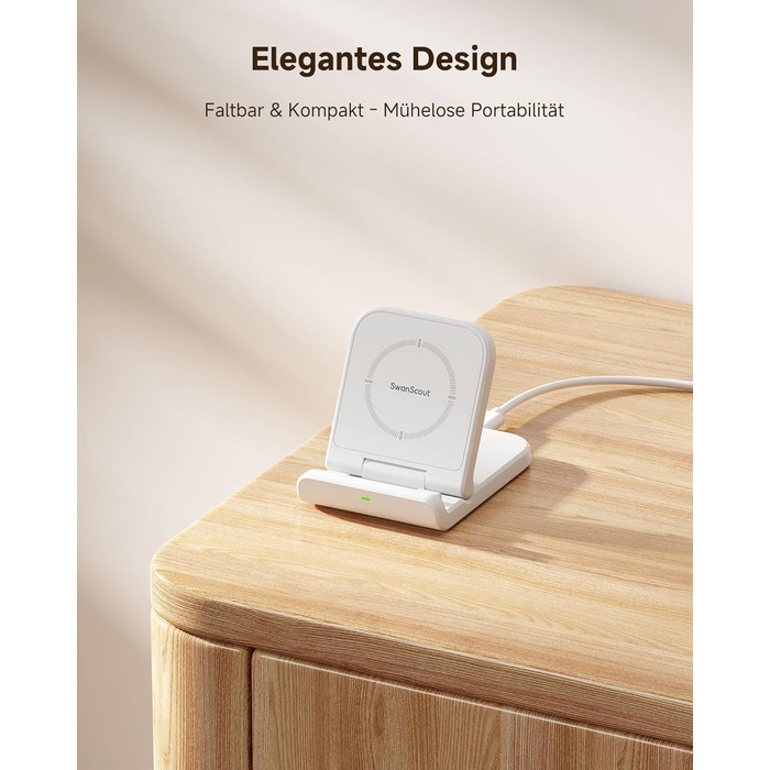 Бездротова зарядка SwanScout для Samsung Galaxy Z Flip 7/7 FE, 6/5/4/3 та Moto Razr 60/50/40 (Ultra), SwanScout 501S (біла)