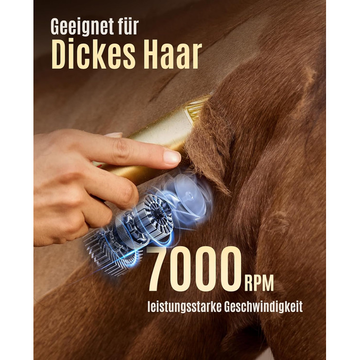 Машина для стрижки коней Oneisall бездротова, потужна, 7000 обертів, для густого та сплутаного волосся, чорна