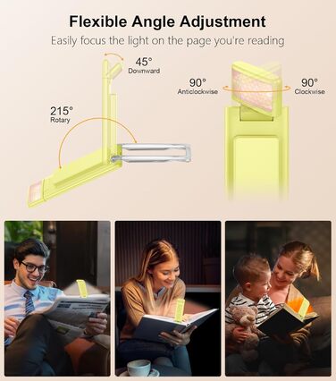 LED лампа для читання Gritin з кріпленням, USB-C, регульоване світло, 3 режими, без напруження для очей, для читання в ліжку, кут налаштування, для любителів книг (Смарагдово-зелений)