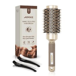 Кругла щітка для укладання волосся AIMIKE для довгого та середнього волосся, велика щітка з щетиною кабана та іонними щетинками, покращує текстуру, додає гладкості та об'єму, 43 мм щетина кабана, 43 мм діаметр – 74 мм з щетиною