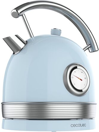 Електричний чайник Cecotec ThermoSense 420 Light Green: 1,8 л, 2200 Вт, регулювання температури, нержавіюча сталь, вінтажний стиль, зелений (блакитний)