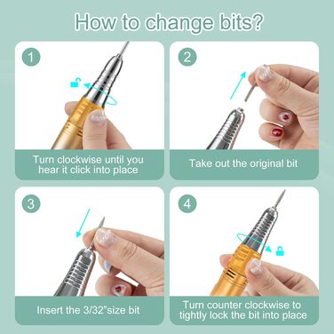 Електричний апарат для манікюру та педикюру Madenia TouchPro – 35000 об/хв, з LED-дисплеєм, 6 насадок, для гелевого манікюру