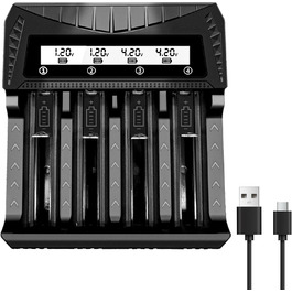 Зарядний пристрій для акумуляторів 18650 з LCD дисплеєм, 12 слотів, універсальний, підходить для 26650, 16340, 14500, 18350, 18500 AA AAA (тільки зарядний пристрій)