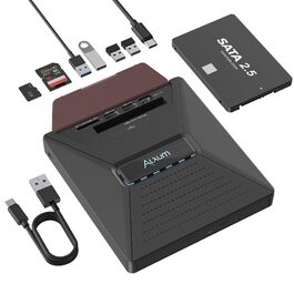 Зовнішній DVD/CD привід Alxum USB-C 3.0 для ноутбука з картридером SD/TF та додатковим USB-портом, Plug & Play для Windows, Linux, Mac OS