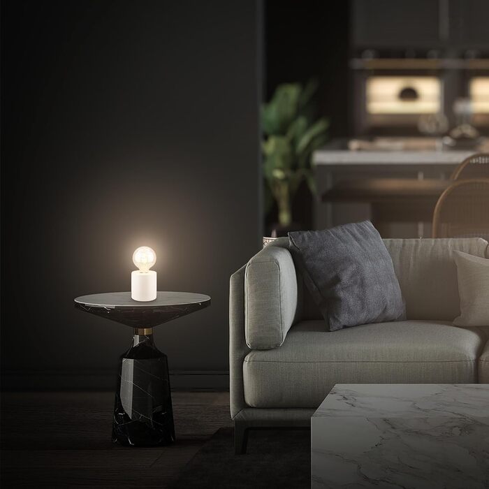 BRILONER Настільна лампа мініатюрна, ретро/вінтаж, кераміка, біла, E27, 10W, для спальні/офісу/читання, 10x9 см