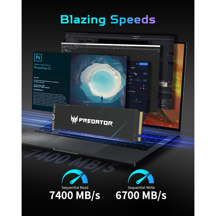 SSD Acer Predator GM7000 1TB NVMe PCIe Gen4 з DRAM Cache - Внутрішній SSD для ПК, Ноутбука, PS5