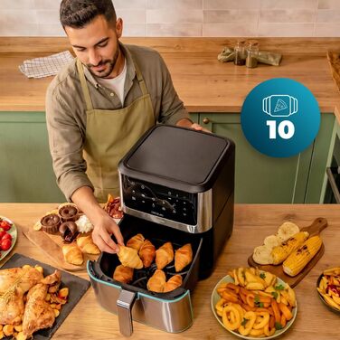 Фритюрниця Cecotec Cecofry Advance 9000 Window 9л з оглядовим вікном та подвійною зоною - 2200 Вт, нержавіюча сталь