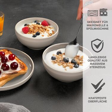 Набір керамiчних мисок Moritz & Moritz CAVO (6 шт.) для мюслю, супів та салатів. Кераміка, стійкі до миття в посудомийній машині та використання в мікрохвильовці. Ідеально для щоденного використання.