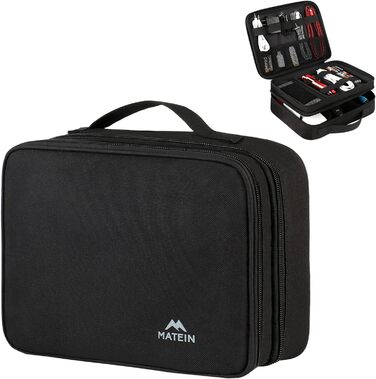 MATEIN Cable Organizer Bag, Large Cable Bag Organizer Tech Pouch, Water-Resistant Electronics Bag Cable Organizer Travel Bag for IPAD, Charger, Power Bank, Black