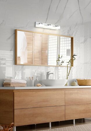 EGLO LED Wall Lamp Romendo 1, 3-Flame Wall Light Bathroom Dimmable, Bathroom Lamp made of Metal in Chrome and Satin-Finish Plastic, LED Damp-Proof Light Warm White, IP44