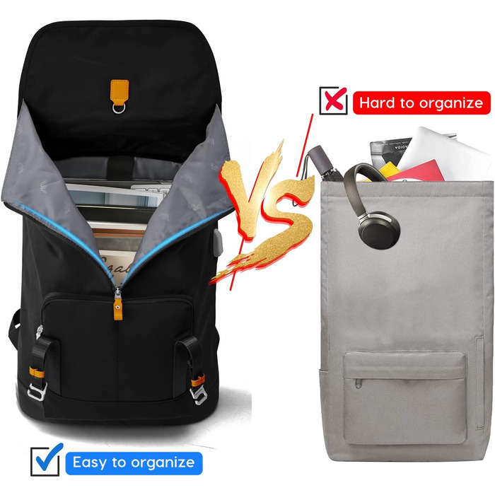 Рюкзак для ноутбука YAMTION для чоловіків, підходить для школи, університету, роботи та подорожей. USB-порт, відділення для ноутбука 17 дюймів.
