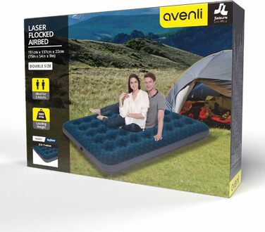 Надувний матрац для кемпінгу та дому AVENLI на 2 особи, 191x137x22 см, надувний, для відпочинку та гостей
