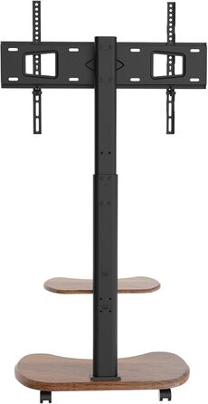 Підставка для телевізора Stellar на колесах з полицею, біла (волоський горіх), для телевізорів 32-70 дюймів, до 45 кг, VESA 600x400